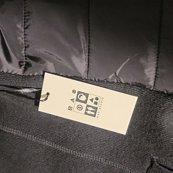 Max Studio Long Black Hooded Lightweight Quilted Back Knit Coat - Size XS - Picture 8 of 8